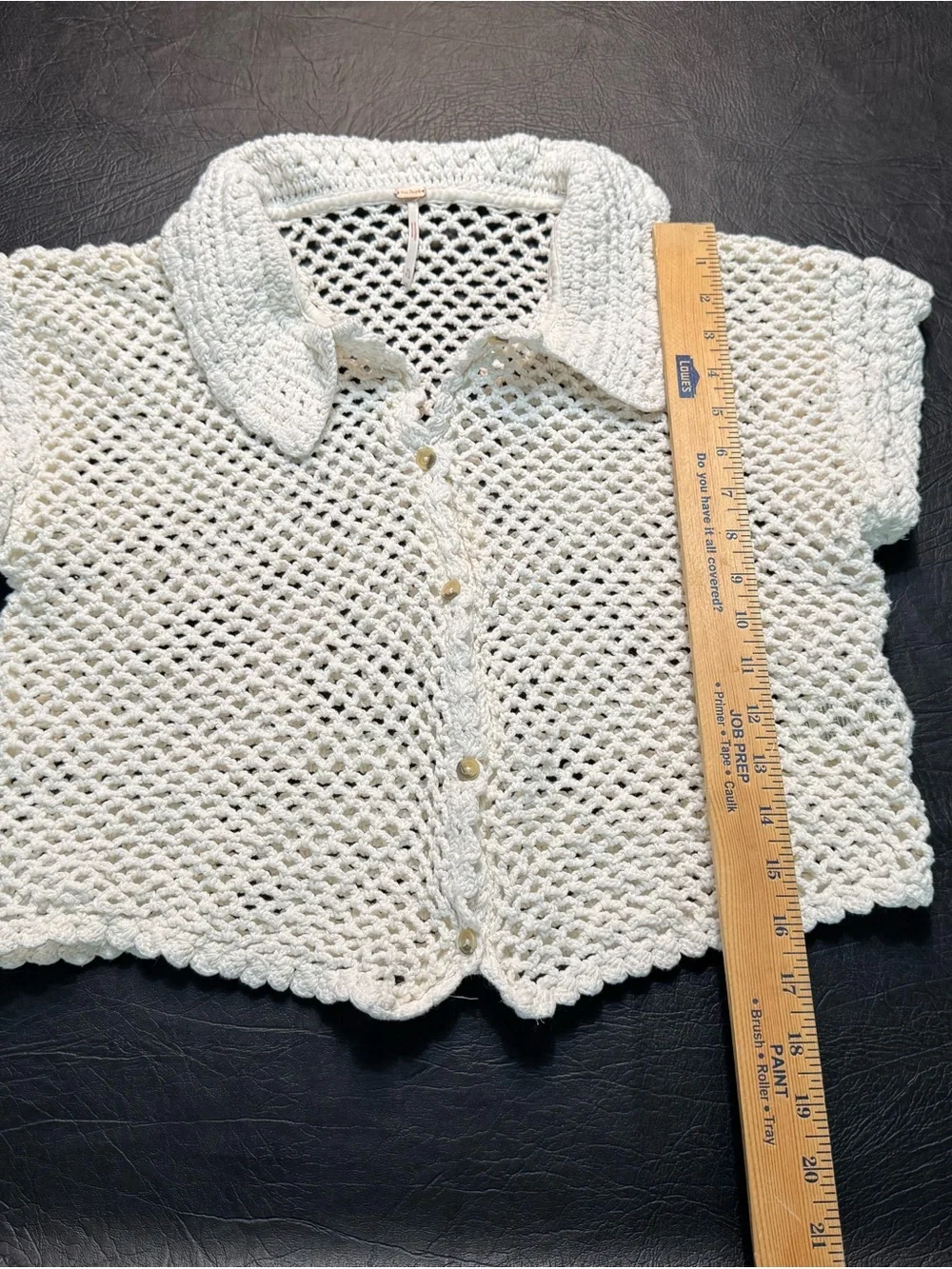 Free People Lily Crochet Top XL Coconut Milk Cotton Open Knit Boho Coastal